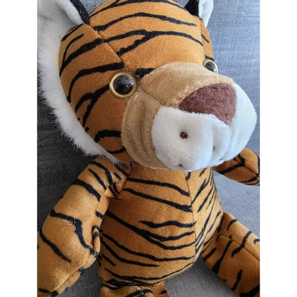 Plush Appeal LLC 11" Sitting Tiger Orange Stripes Blue Eyes Stuffed Animal b227 - Picture 3 of 7